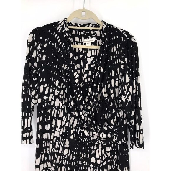 Coldwater Creek Womens 3/4 Sleeve Black White  Pattern Dress Size 1x plus - Picture 7 of 12